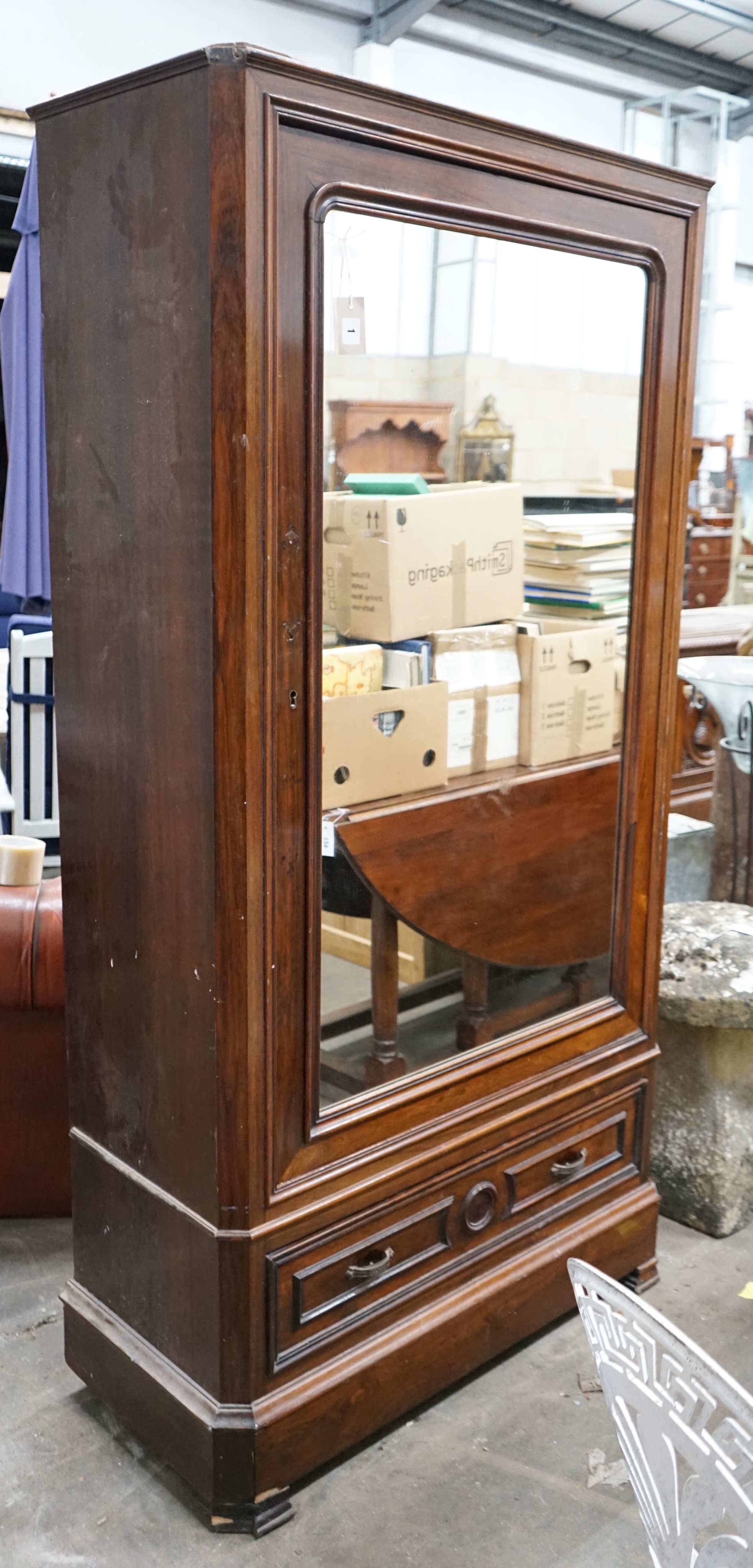 A 19th century French rosewood mirrored armoire, width 10cm depth 43cm height 194cm